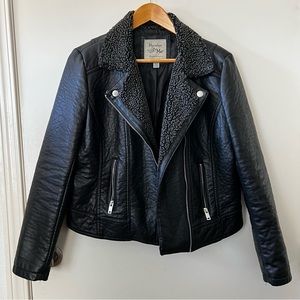 Faux leather bomber jacket